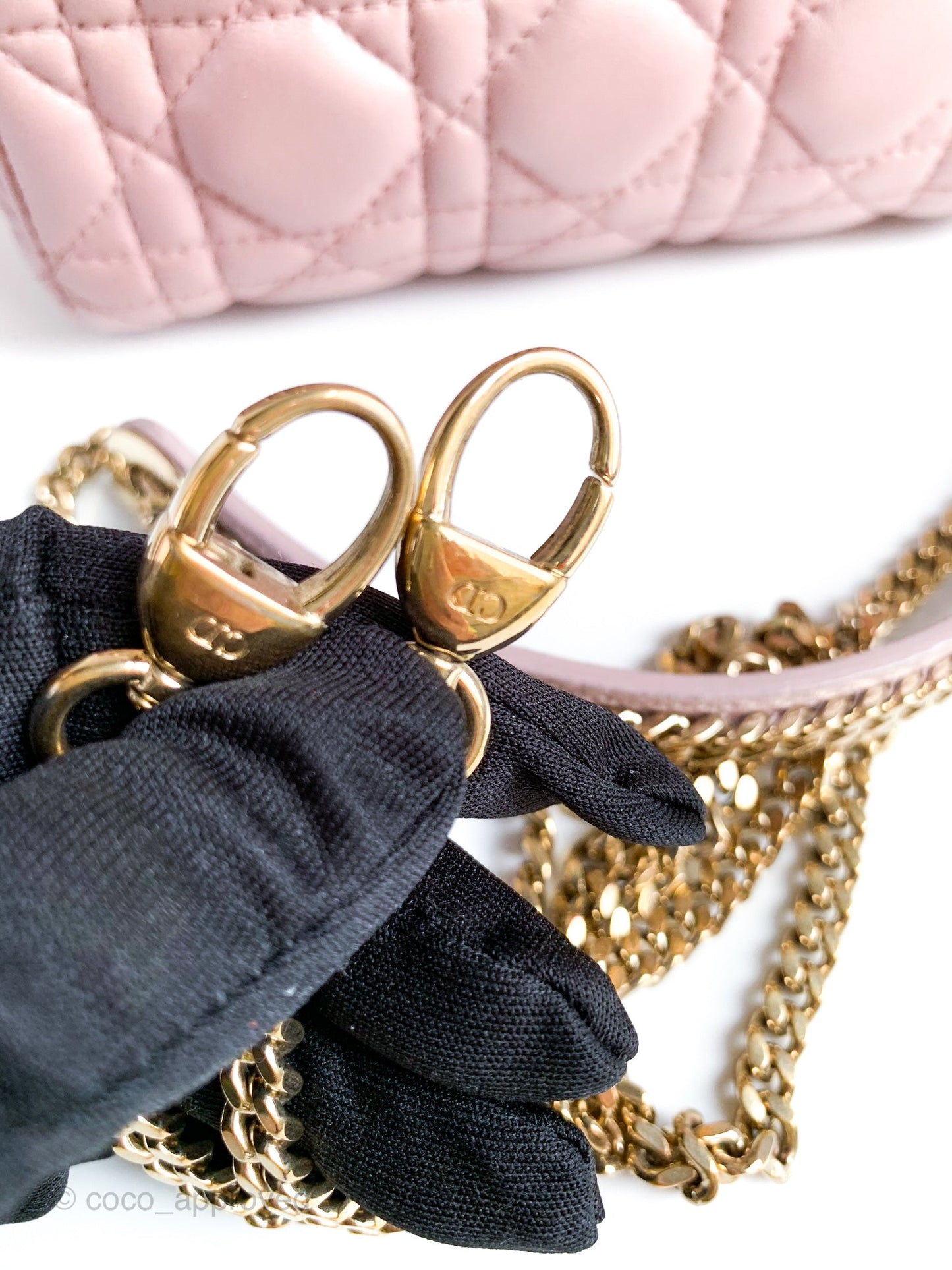 Christian Dior Calfskin Cannage Mini Lady Dior Pink