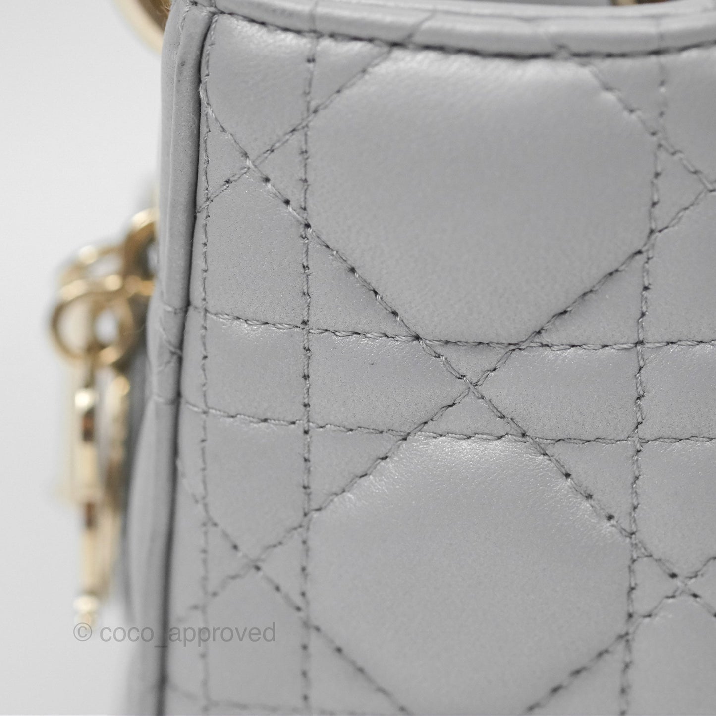 Christian Dior Cannage Mini Lady Dior Grey Gold Hardware