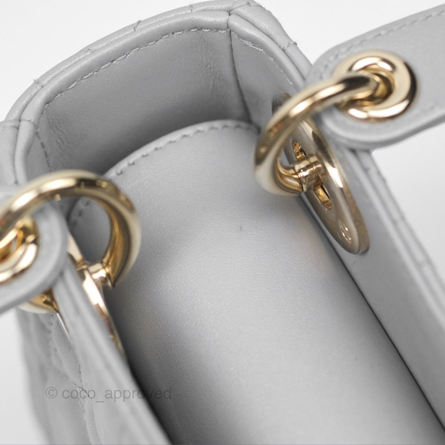 Christian Dior Cannage Mini Lady Dior Grey Gold Hardware