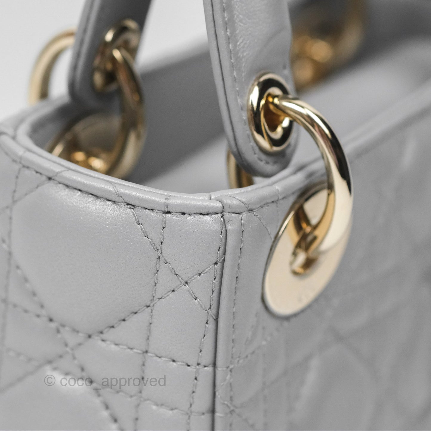 Christian Dior Cannage Mini Lady Dior Grey Gold Hardware