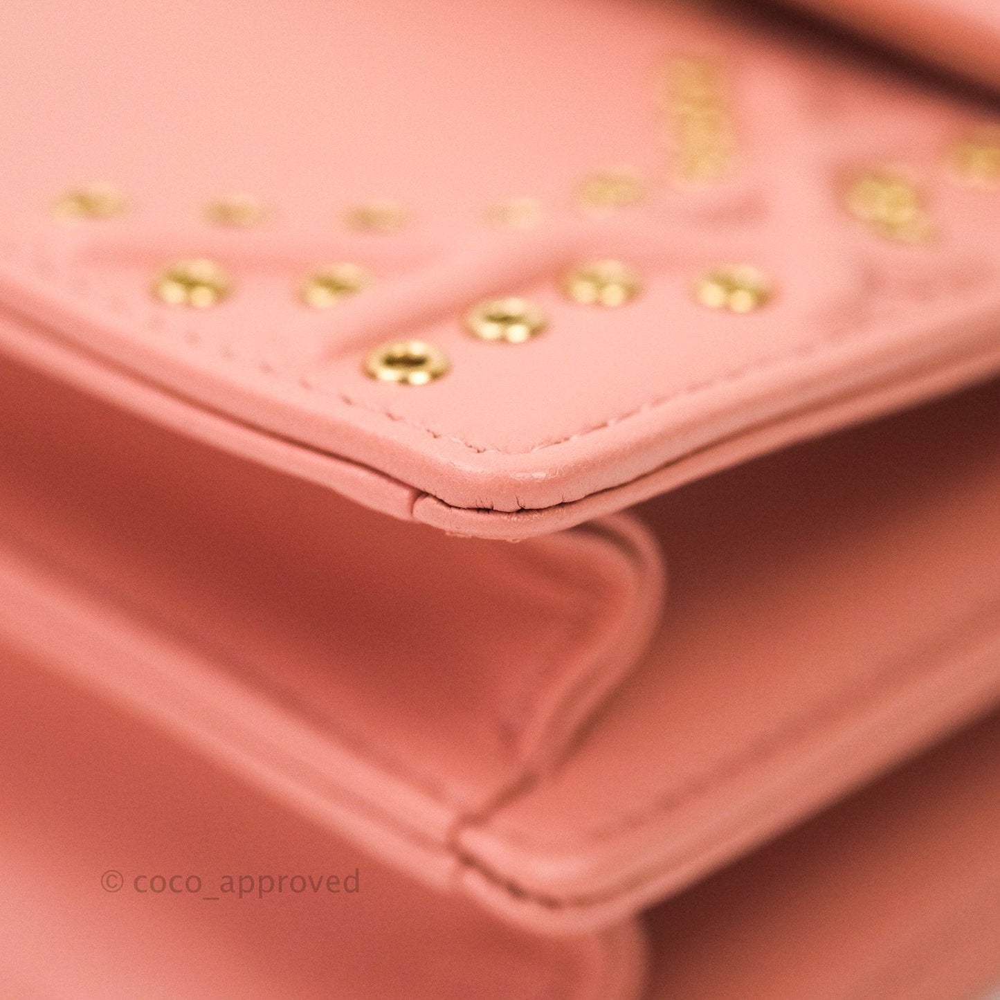 Christian Dior Lambskin Studded Vertical Diorama Dust Candy