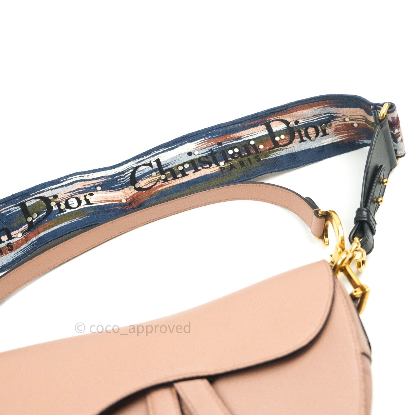 Dior Saddle Medium Beige Grained Calfskin Gold Hardware with Dior Strap