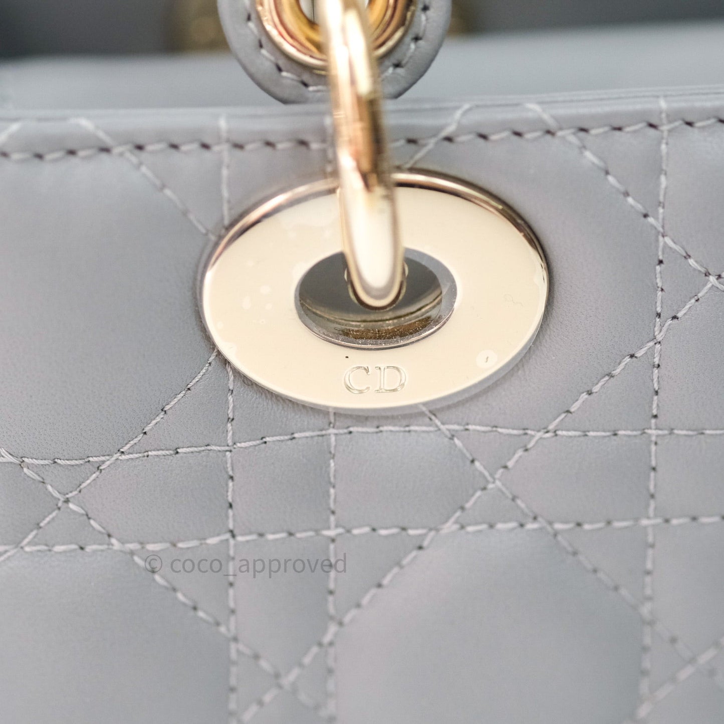 Christian Dior Lambskin My ABCDior Lady Dior Grey Gold Hardware