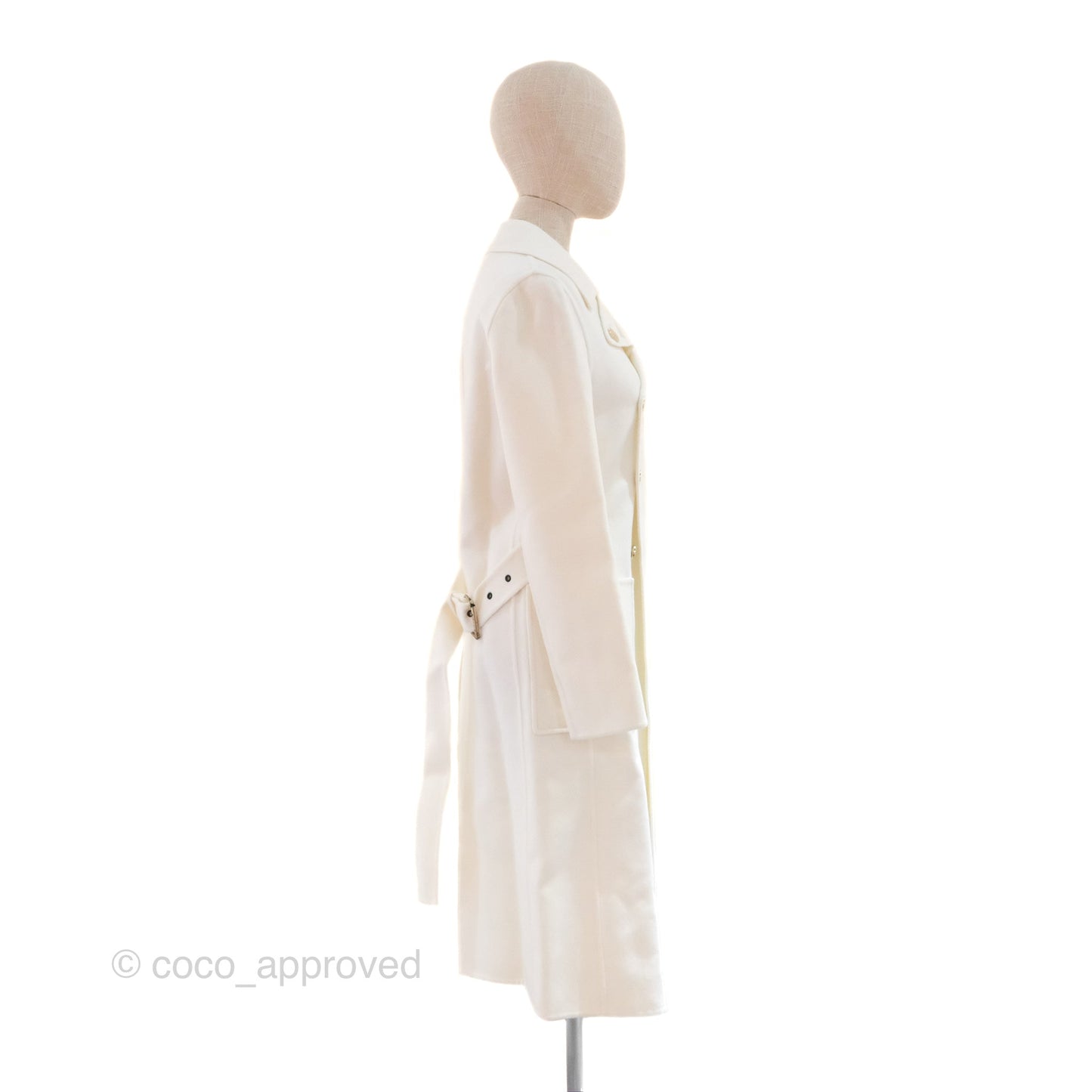 Christian Dior Mid-Length Belted Coat Ivory Size 34