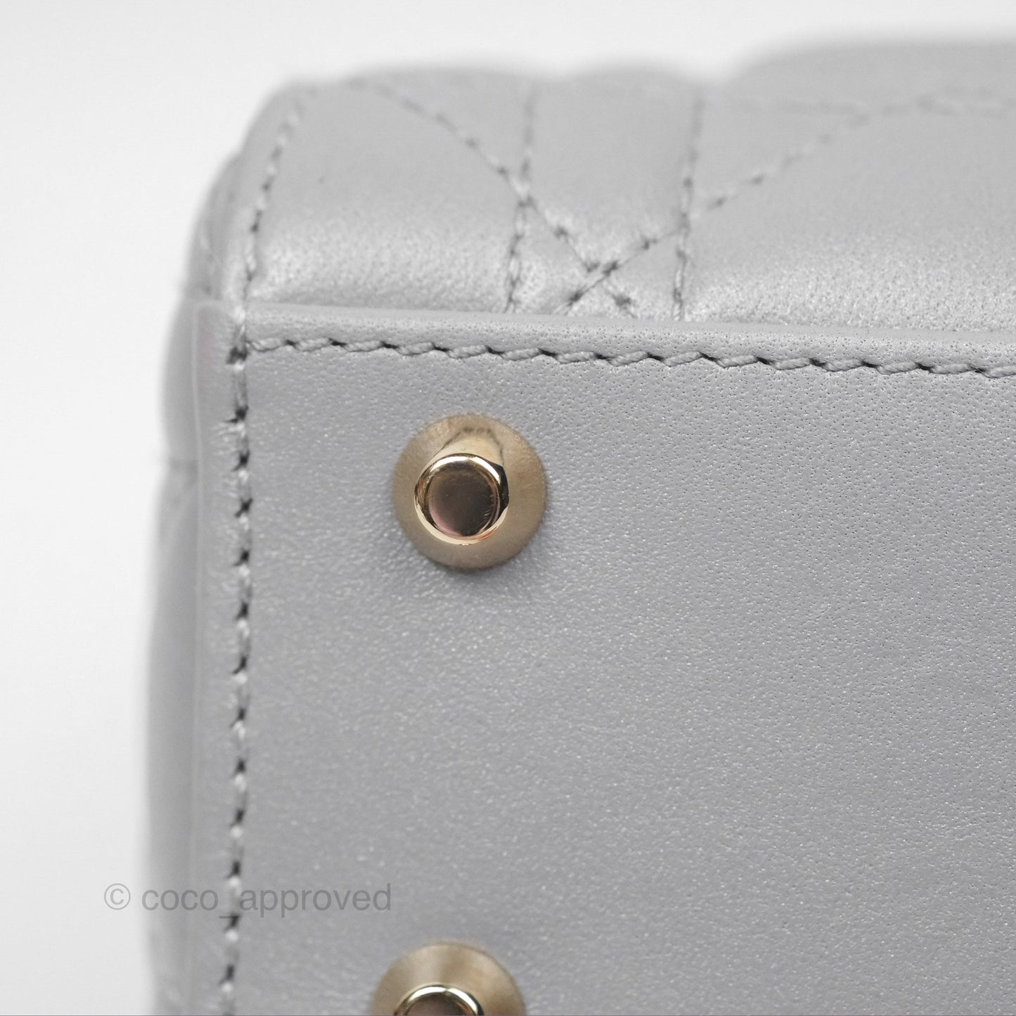 Christian Dior Cannage Mini Lady Dior Grey Gold Hardware