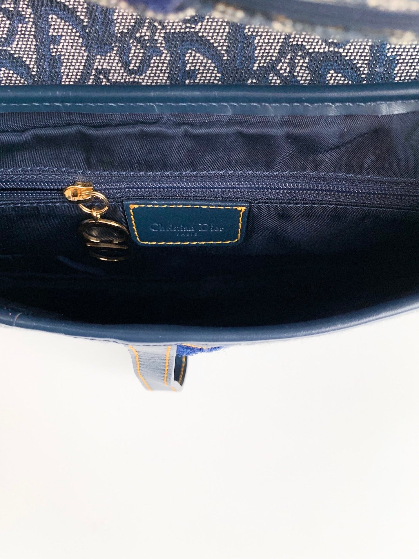 Christian Dior Vintage Oblique Saddle Bag Blue
