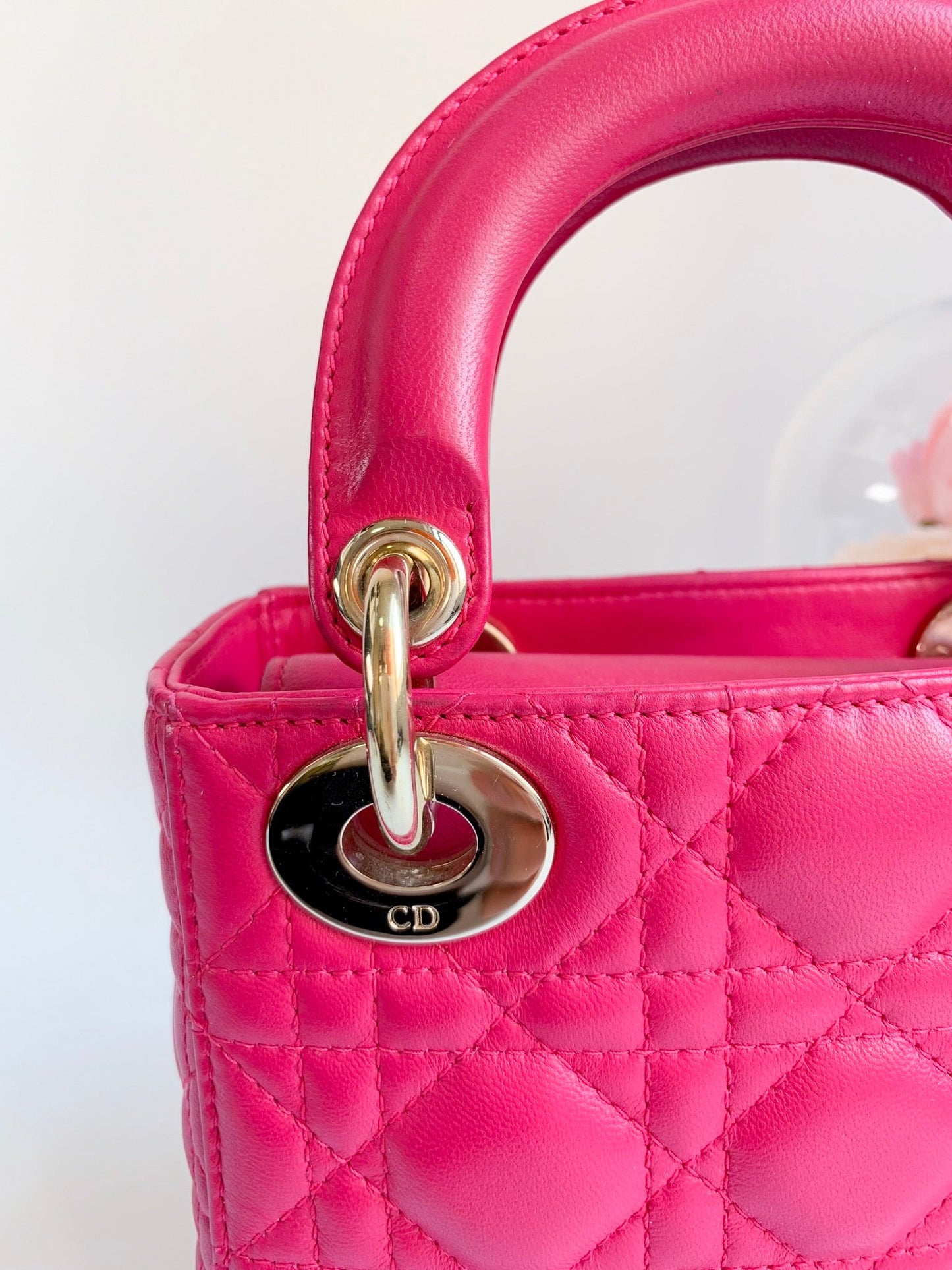 Lady Dior Mini Pink Lambskin Gold Hardware