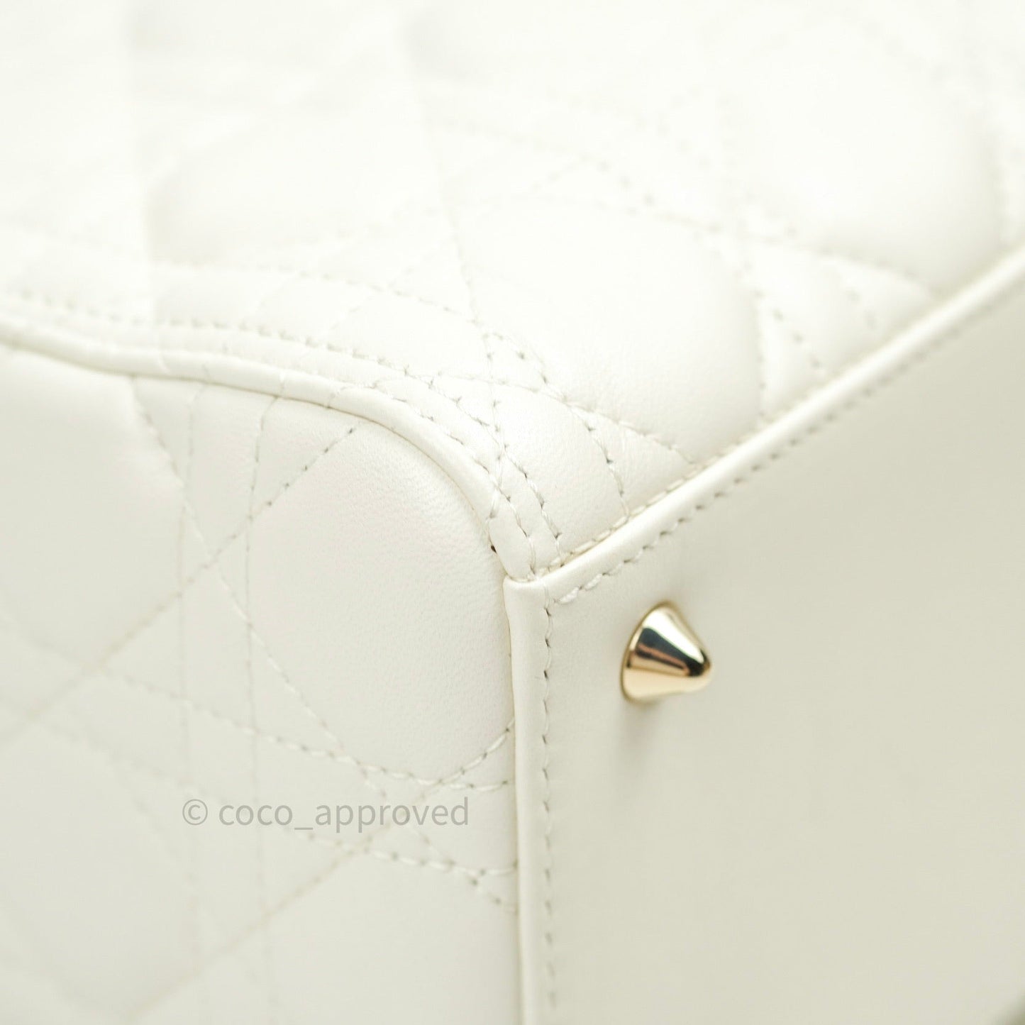 Christian Dior Lambskin Medium Lady Dior Ivory White Gold Hardware
