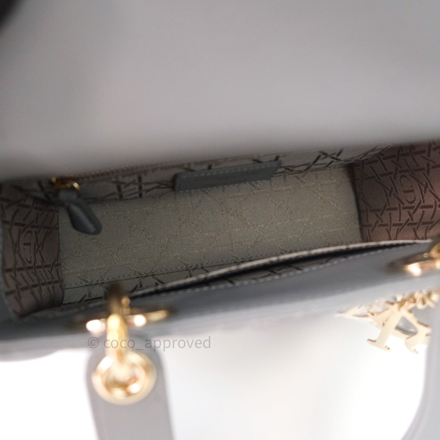 Christian Dior Lambskin My ABCDior Lady Dior Grey Gold Hardware
