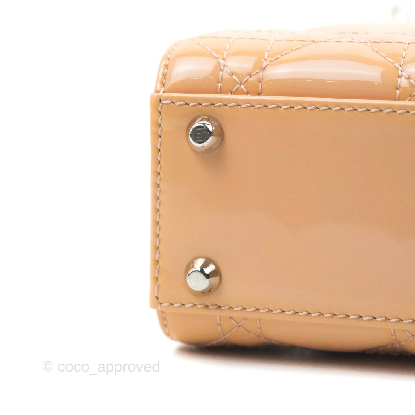 Christian Dior Mini Lady Dior Beige Pink Patent Silver Hardware