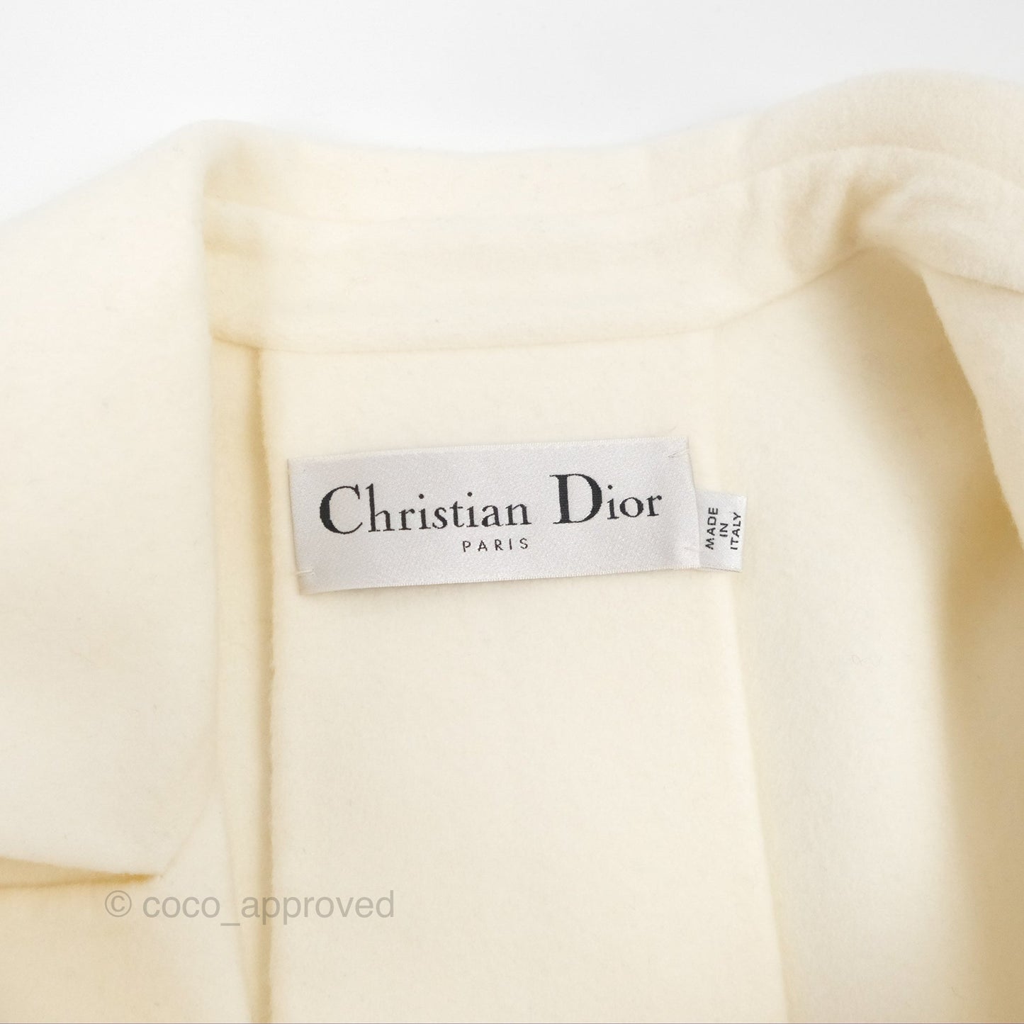 Christian Dior Mid-Length Belted Coat Ivory Size 34