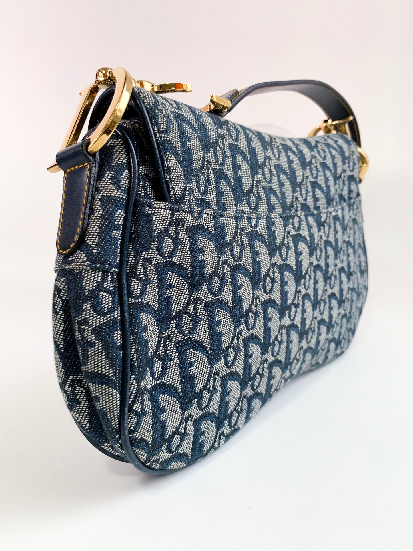 Christian Dior Vintage Oblique Saddle Bag Blue