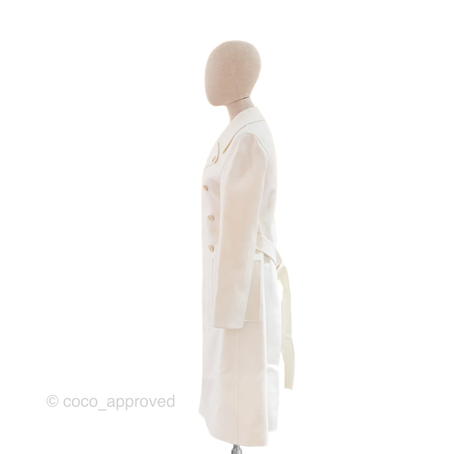 Christian Dior Mid-Length Belted Coat Ivory Size 34