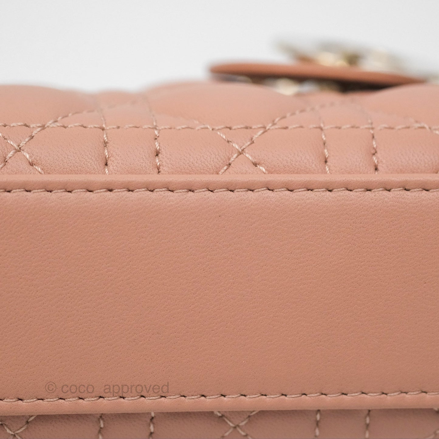 Christian Dior Micro Lady Dior Cannage Rose Des Vents Cannage Lambskin Gold Hardware