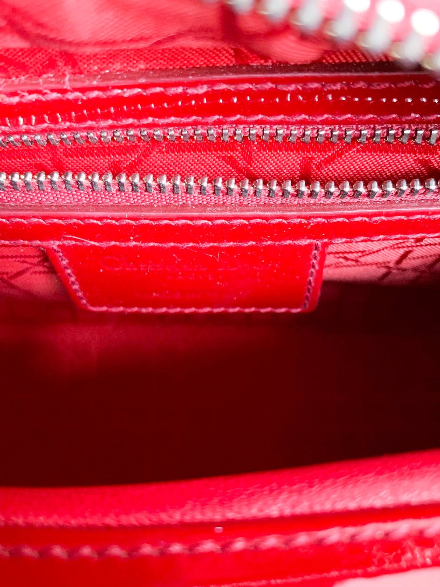 Christian Dior Patent Cannage Medium Lady Dior Red Silver Hardware