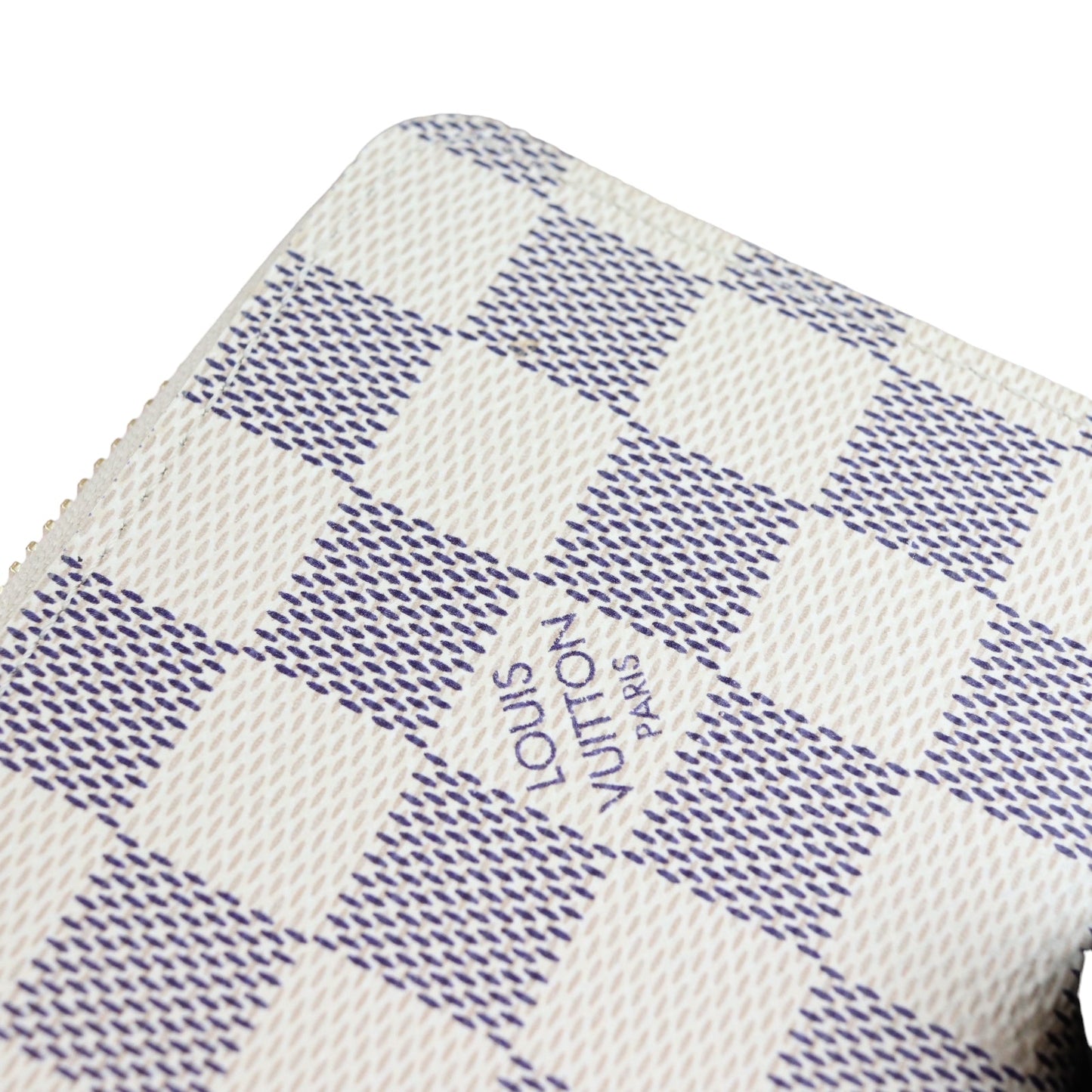 Louis-Vuitton Clemence Wallet Damier Azure Canvas White GHW