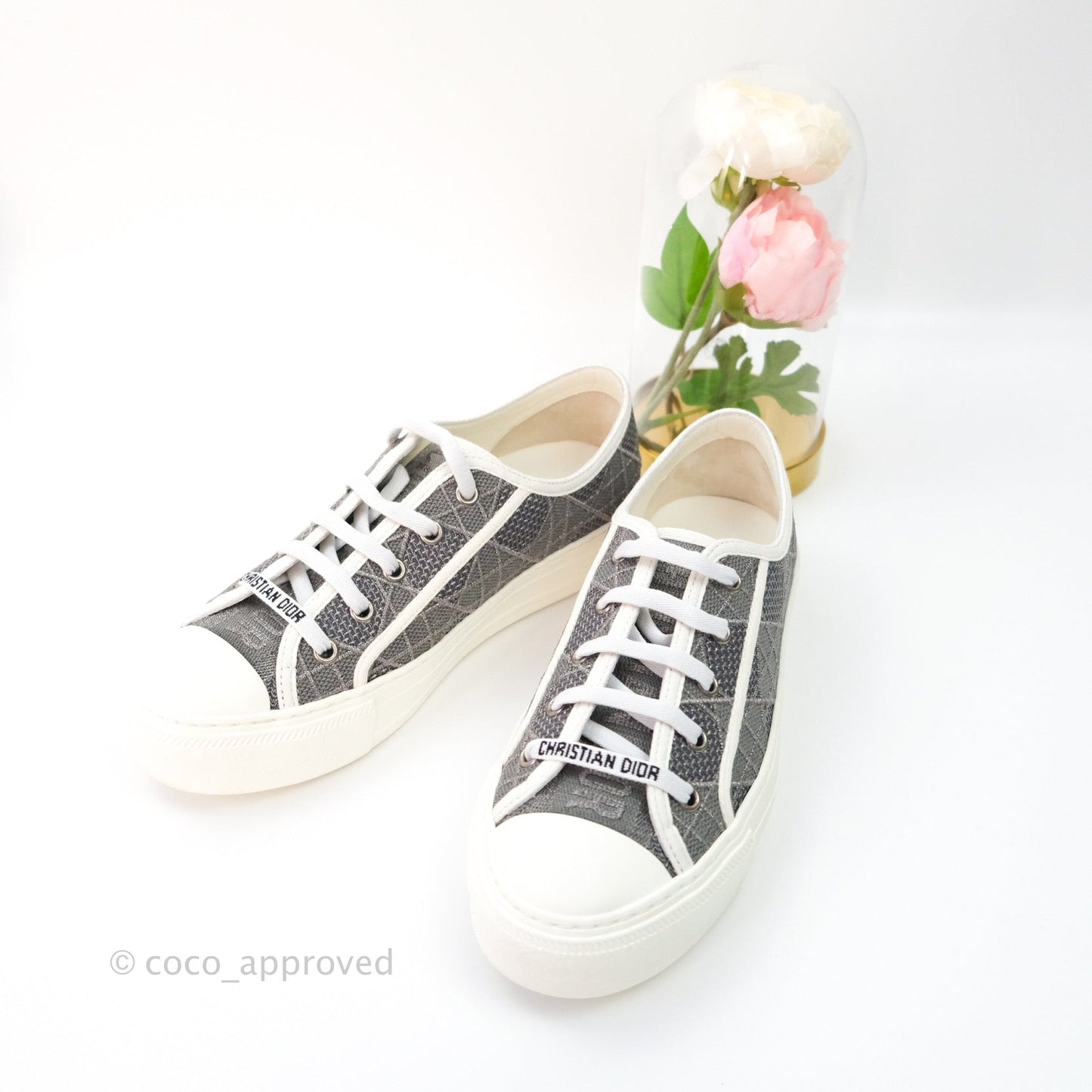 Christian Dior Walk’n’Dior Gray Cannage Embroidered Metallic Cotton