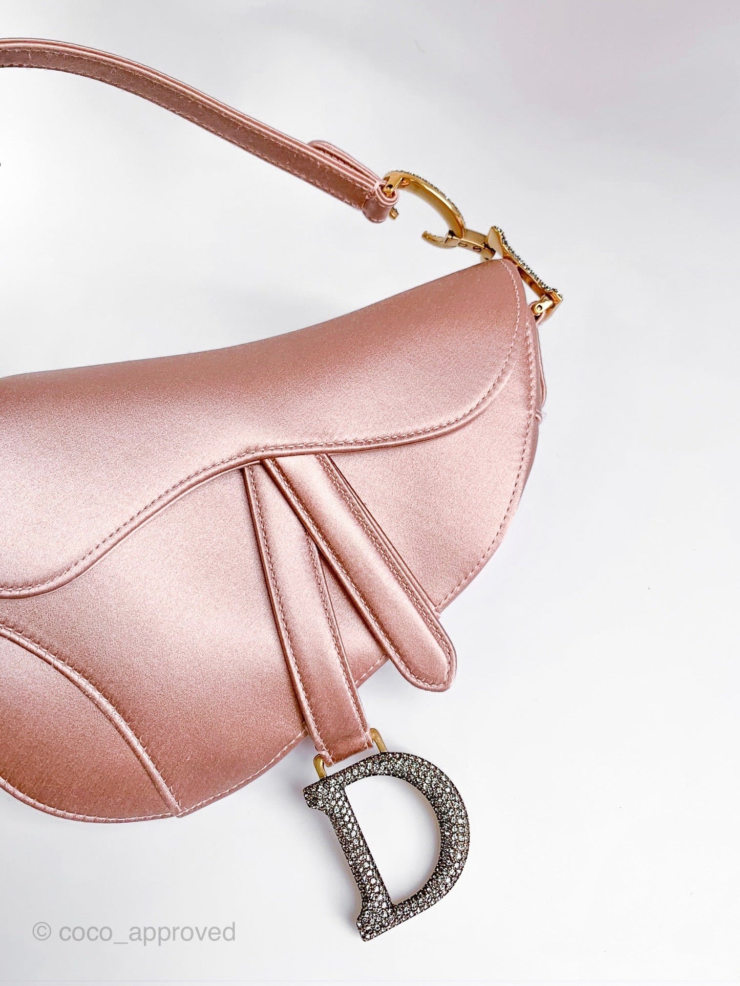 Dior Saddle Small Satin Pink Crystals