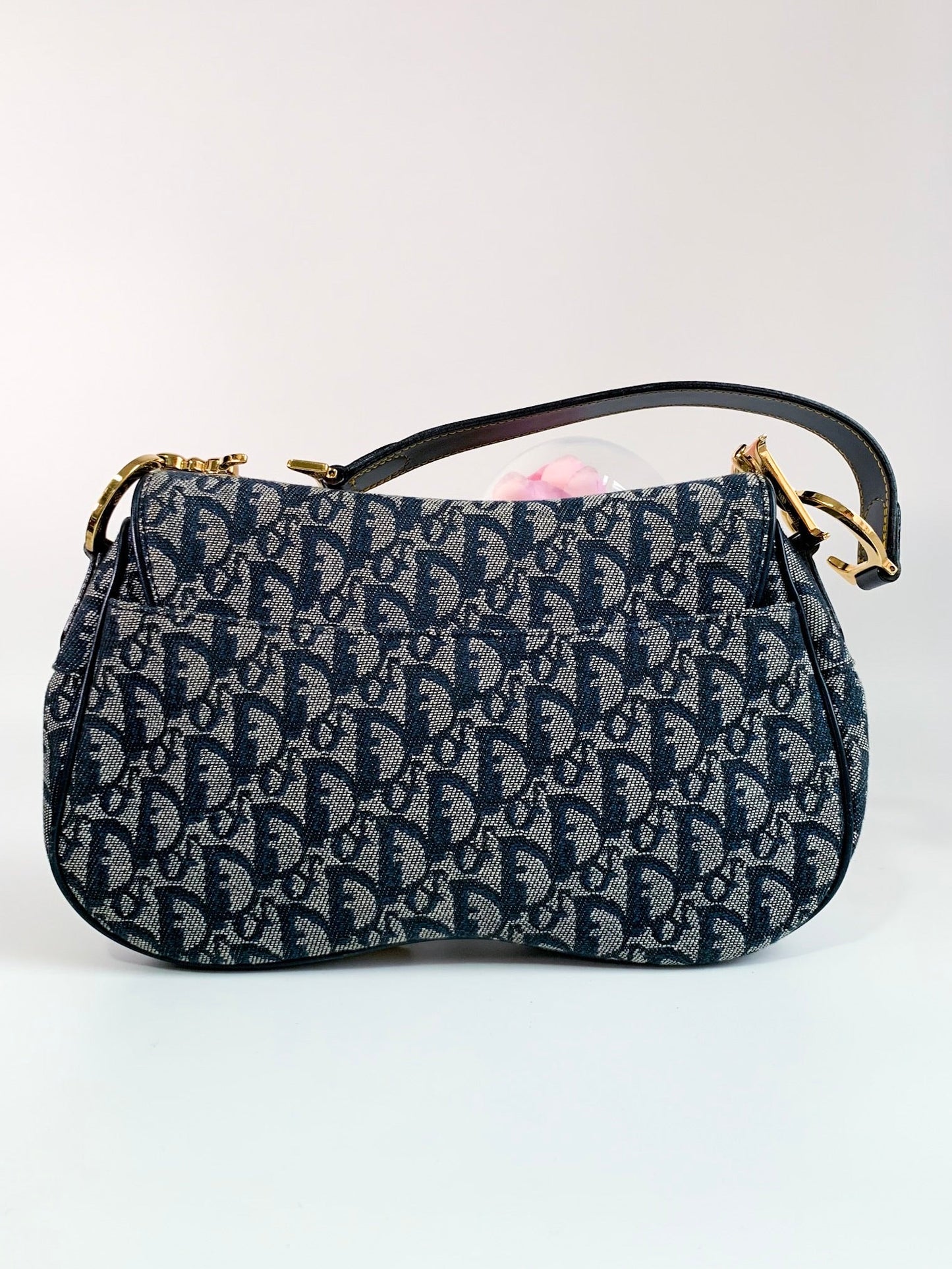 Christian Dior Vintage Oblique Saddle Bag Blue