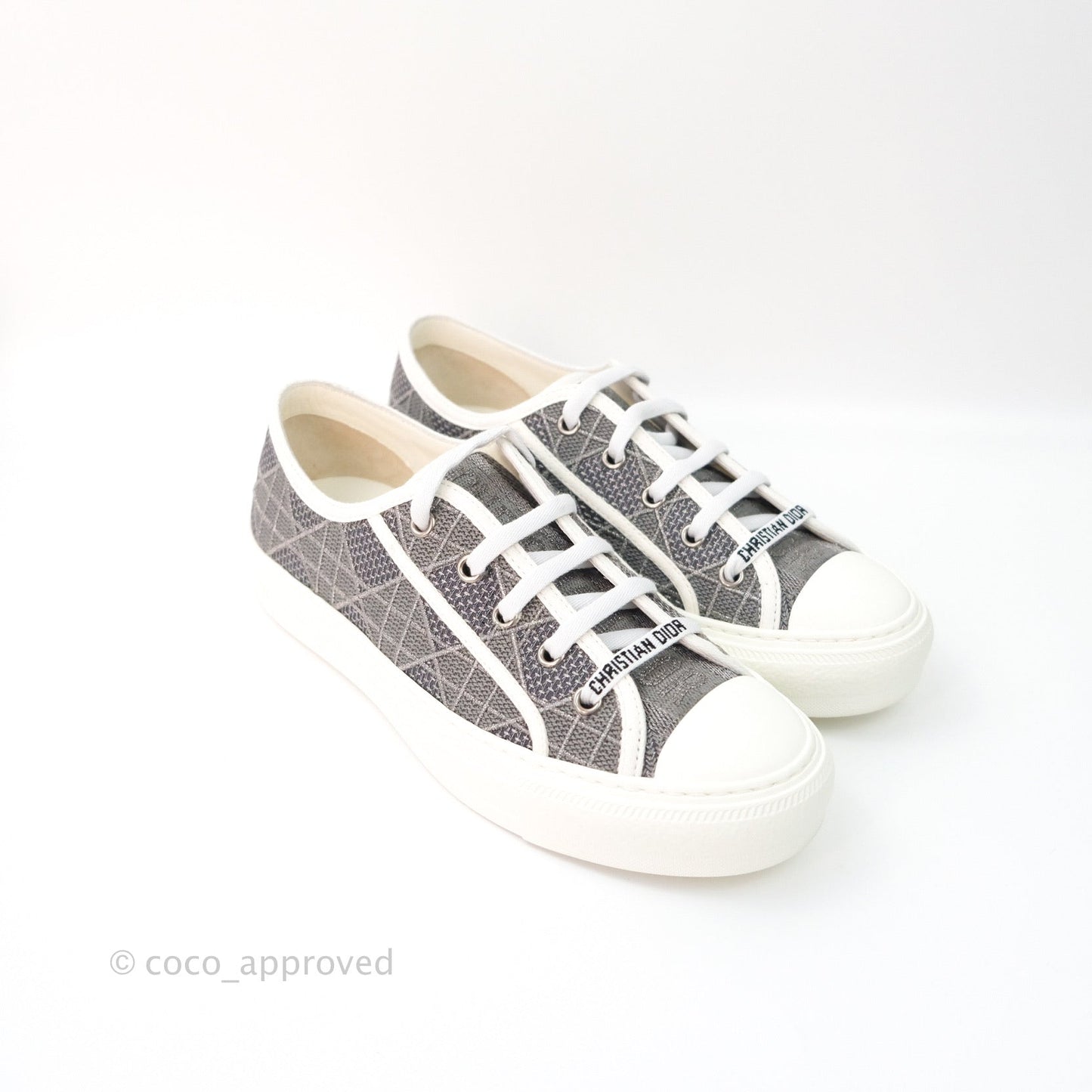 Christian Dior Walk’n’Dior Gray Cannage Embroidered Metallic Cotton