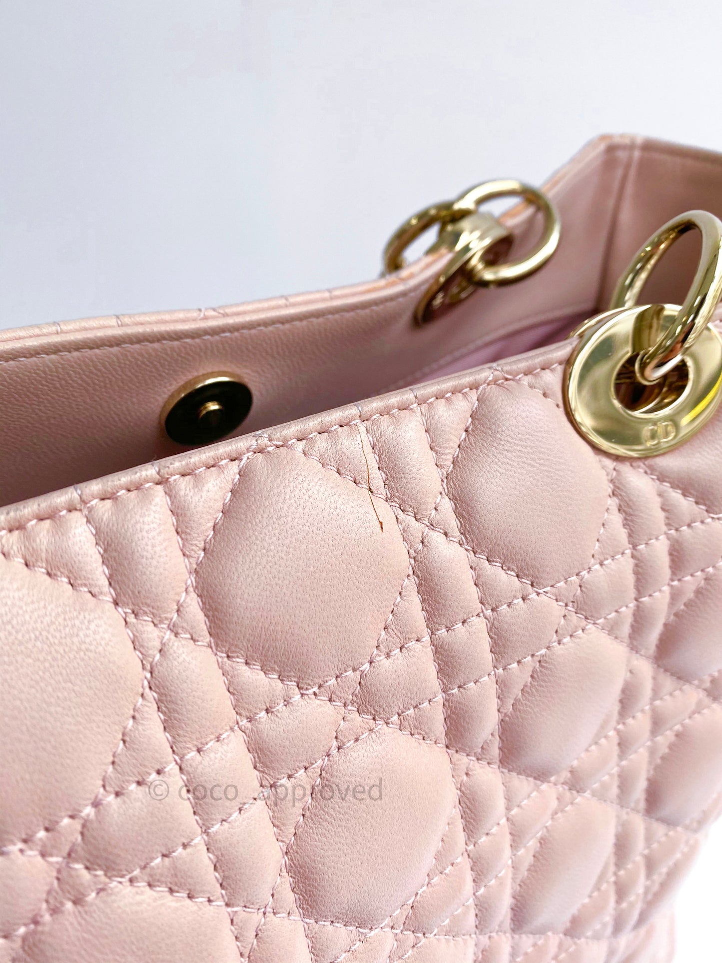 Christian Dior Lambskin Large Lady Dior Tote Bag Blush Pink