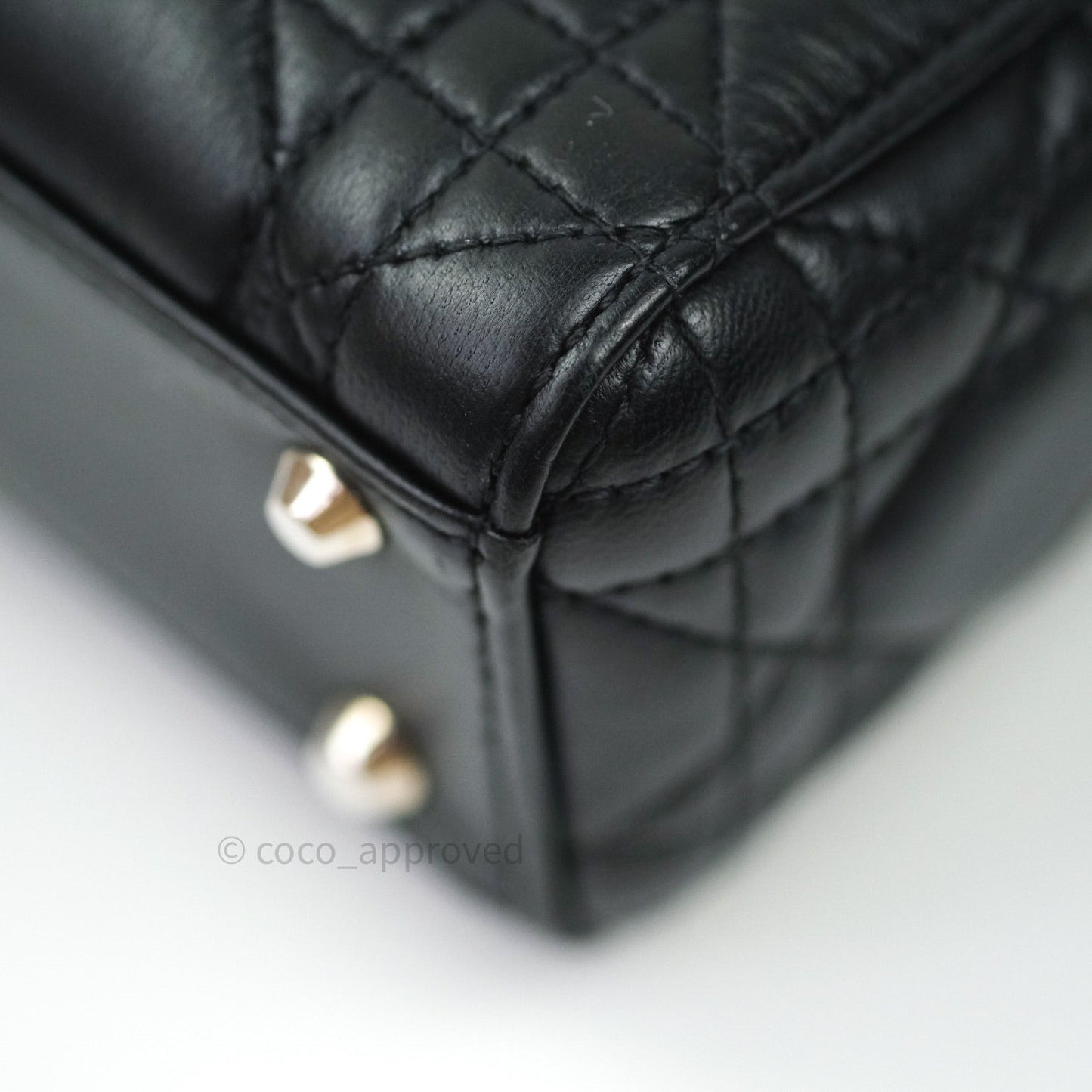 Christian Dior Cannage Mini Lady Dior Black Silver Hardware