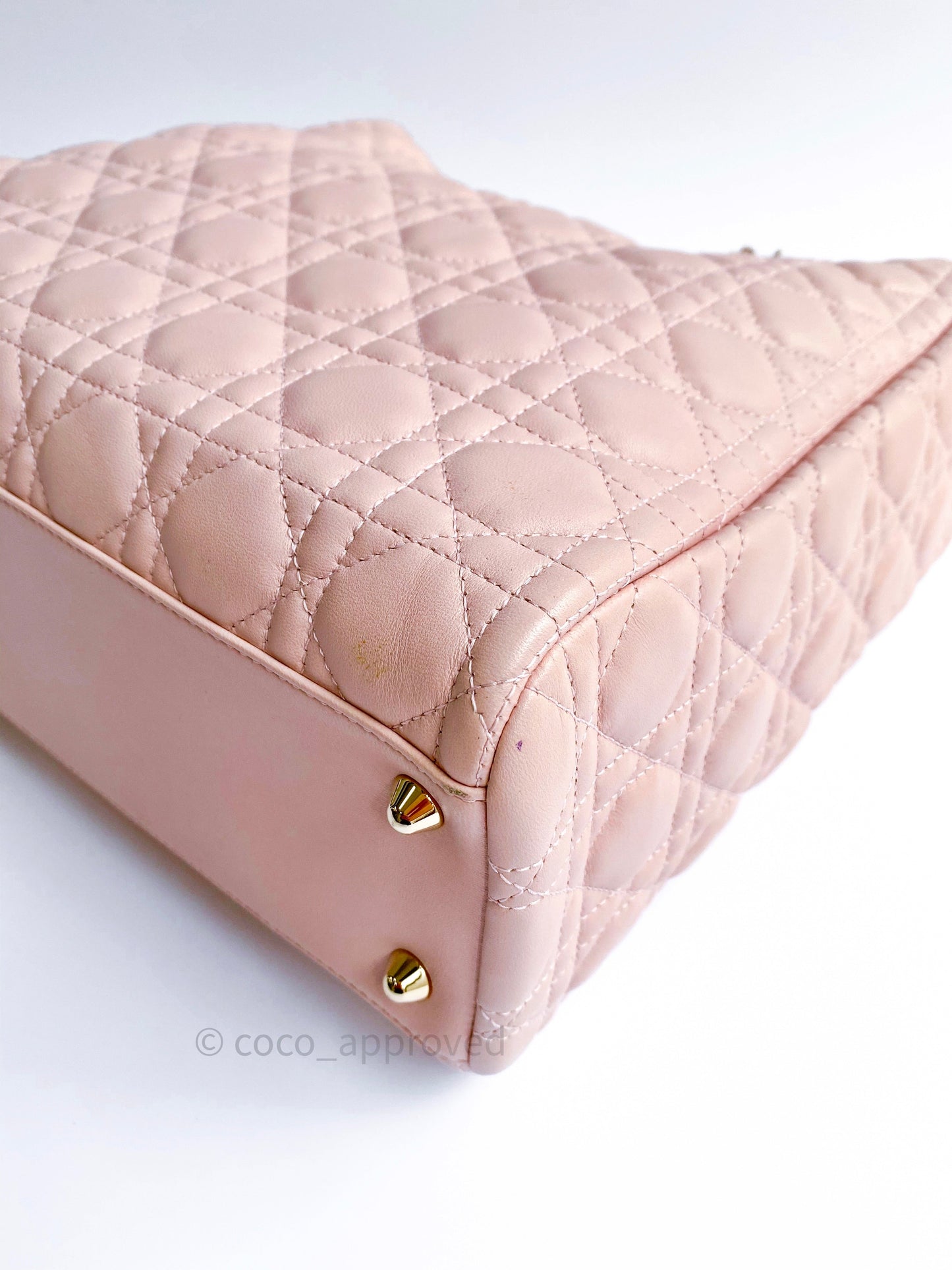 Christian Dior Lambskin Large Lady Dior Tote Bag Blush Pink