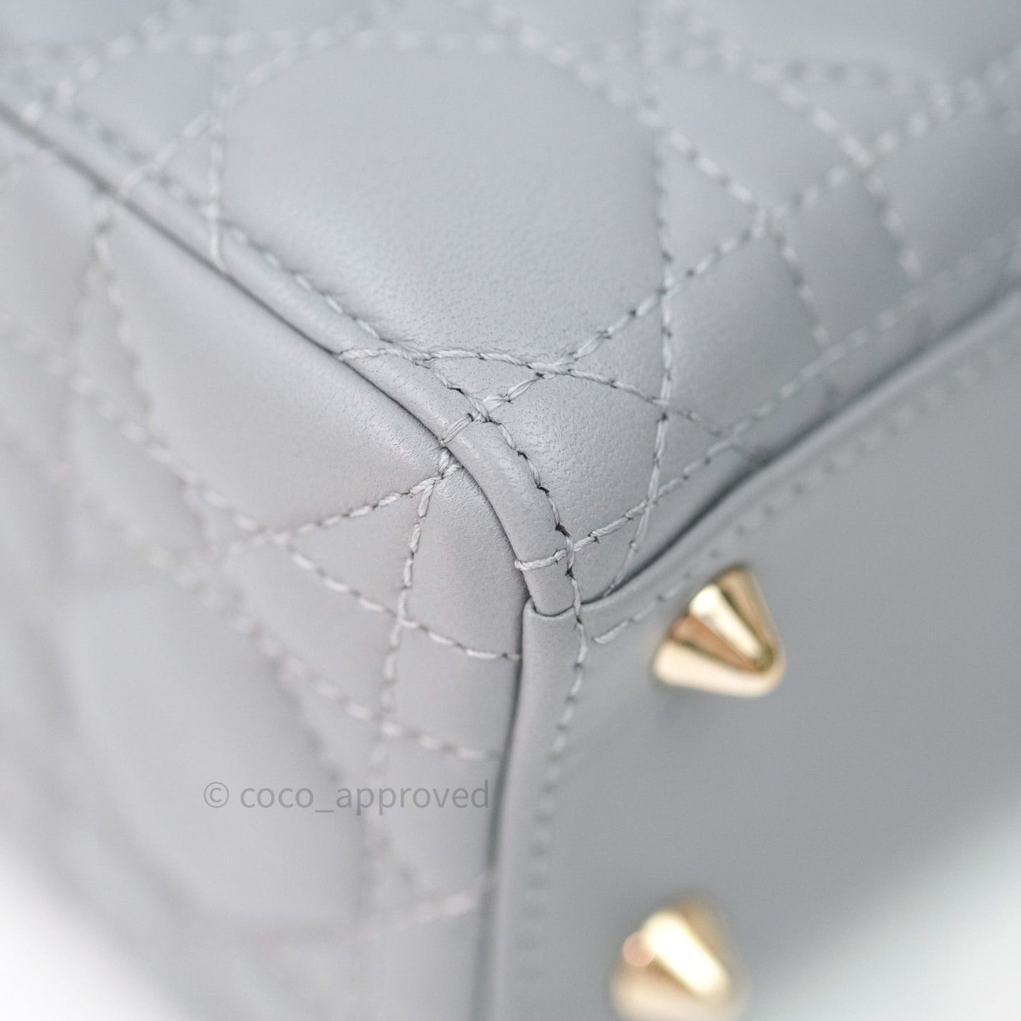 Christian Dior Lambskin My ABCDior Lady Dior Grey Gold Hardware