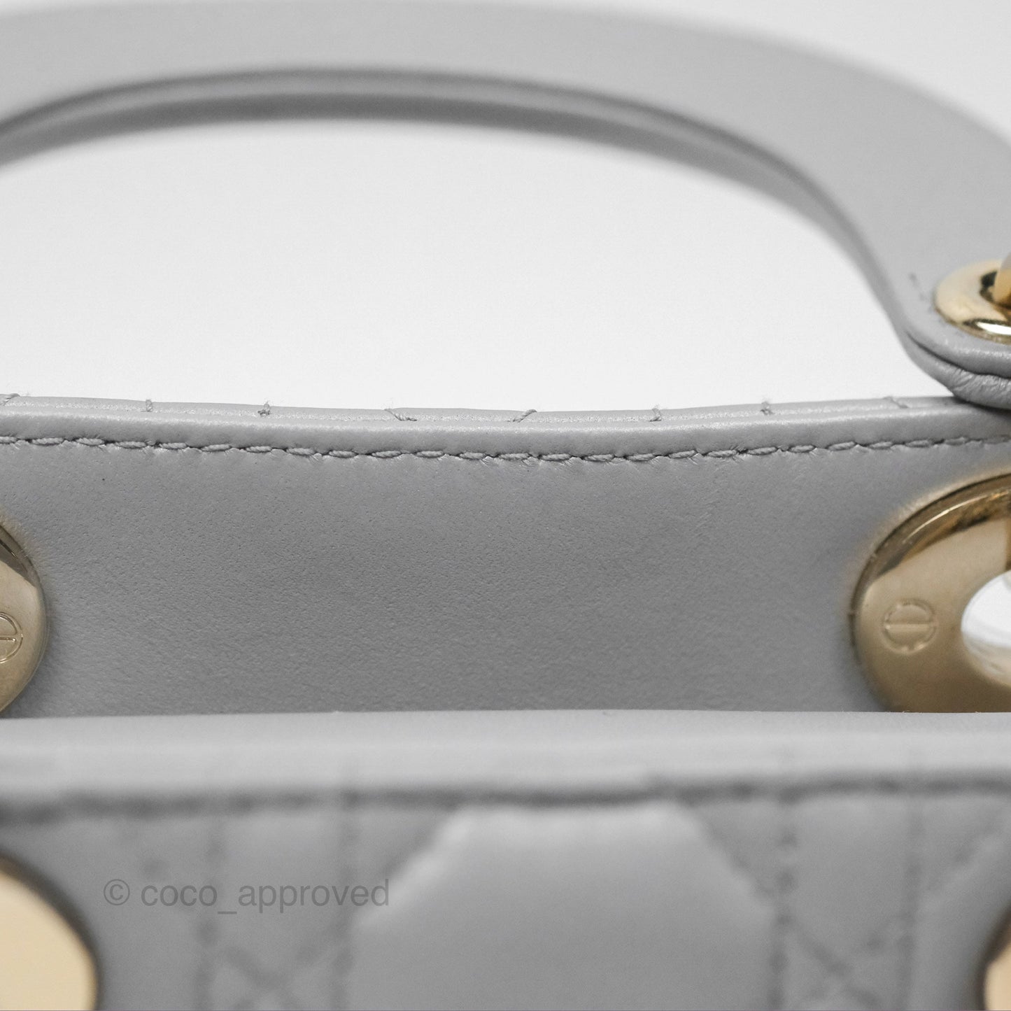 Christian Dior Cannage Mini Lady Dior Grey Gold Hardware