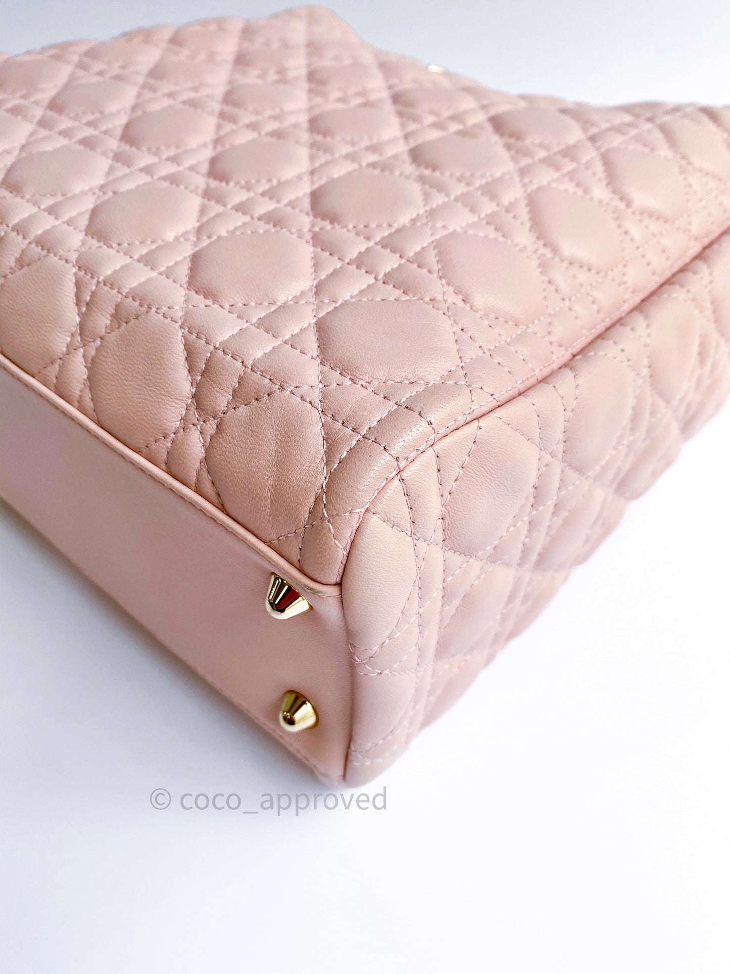 Christian Dior Lambskin Large Lady Dior Tote Bag Blush Pink