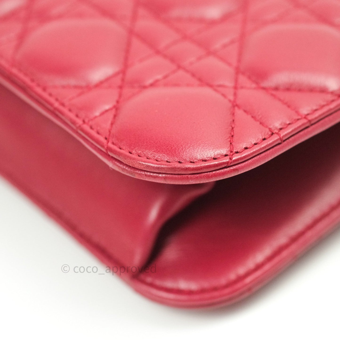 Christian Dior Lambskin Cannage Small Dioraddict Flap Bag Red Gold Hardware
