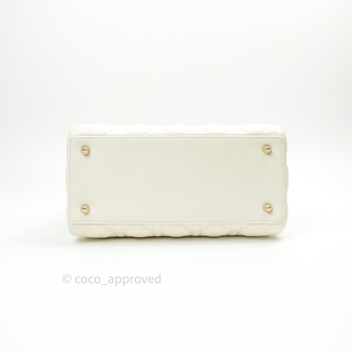 Christian Dior Lambskin Medium Lady Dior Ivory White Gold Hardware