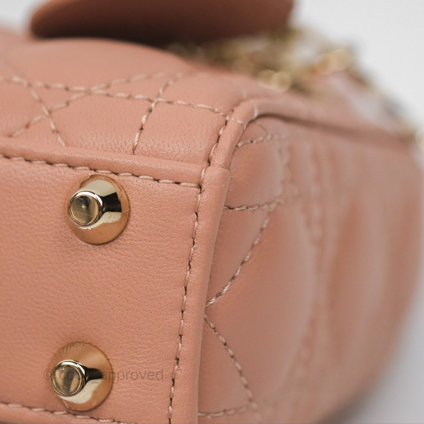 Christian Dior Micro Lady Dior Cannage Rose Des Vents Cannage Lambskin Gold Hardware