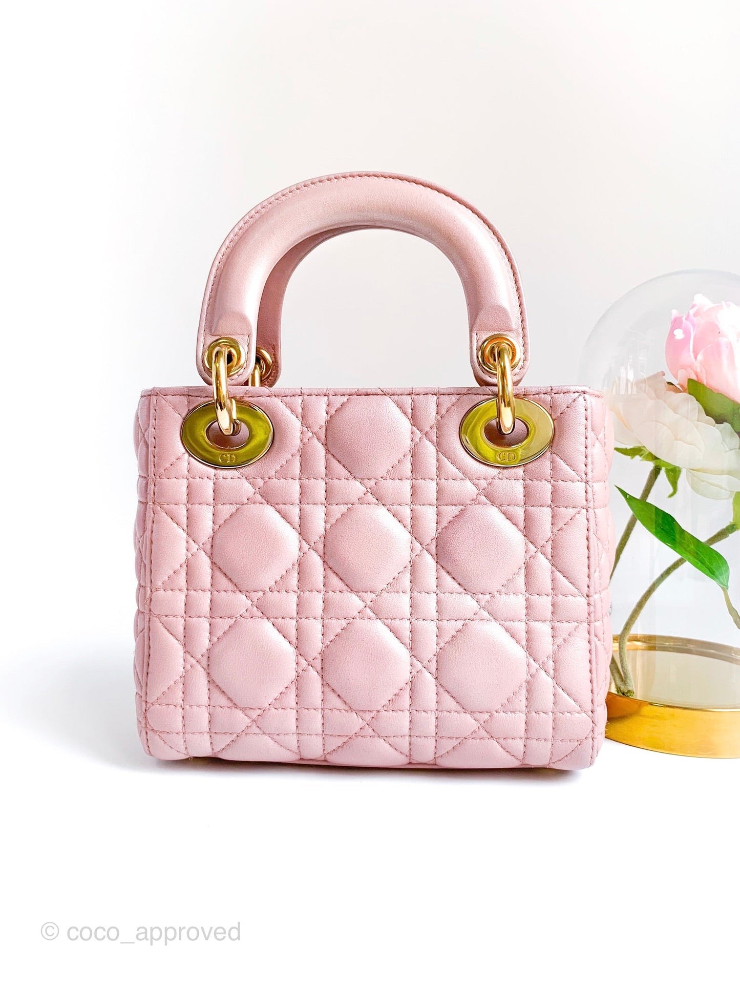 Christian Dior Calfskin Cannage Mini Lady Dior Pink