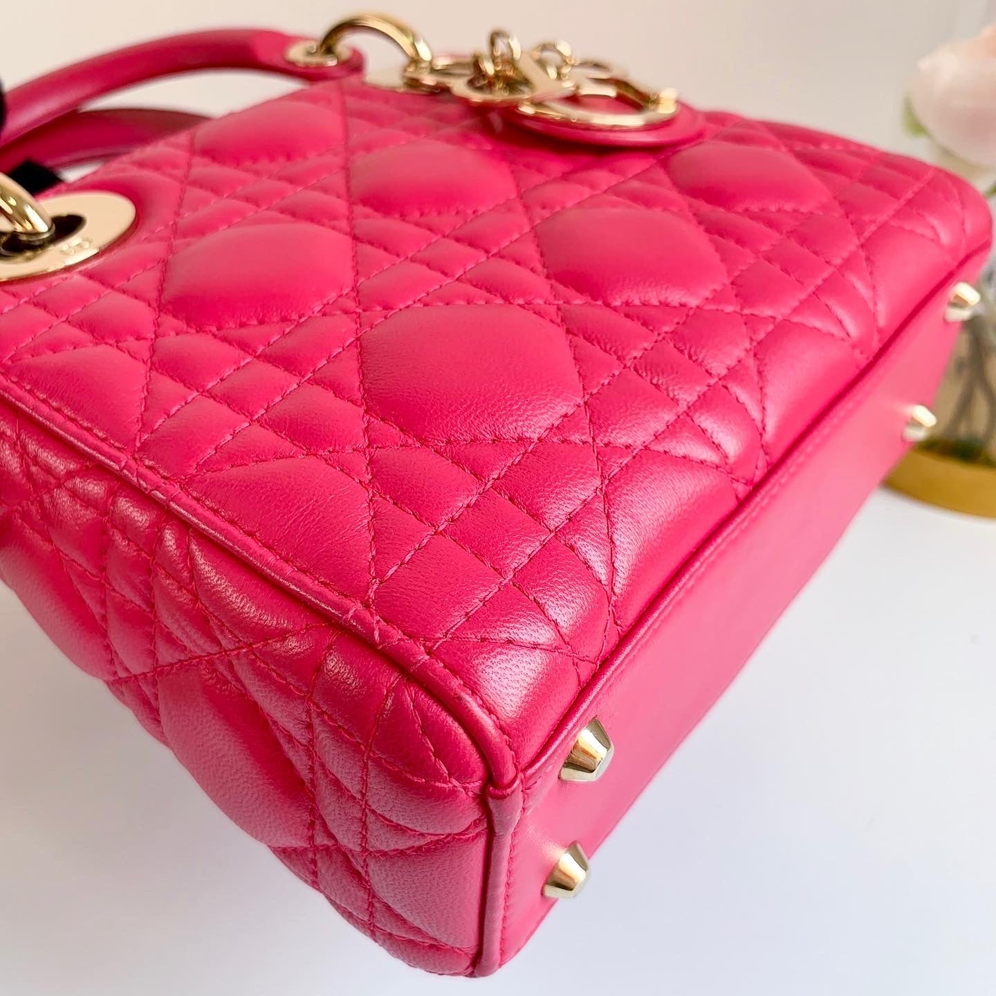 Lady Dior Mini Pink Lambskin Gold Hardware