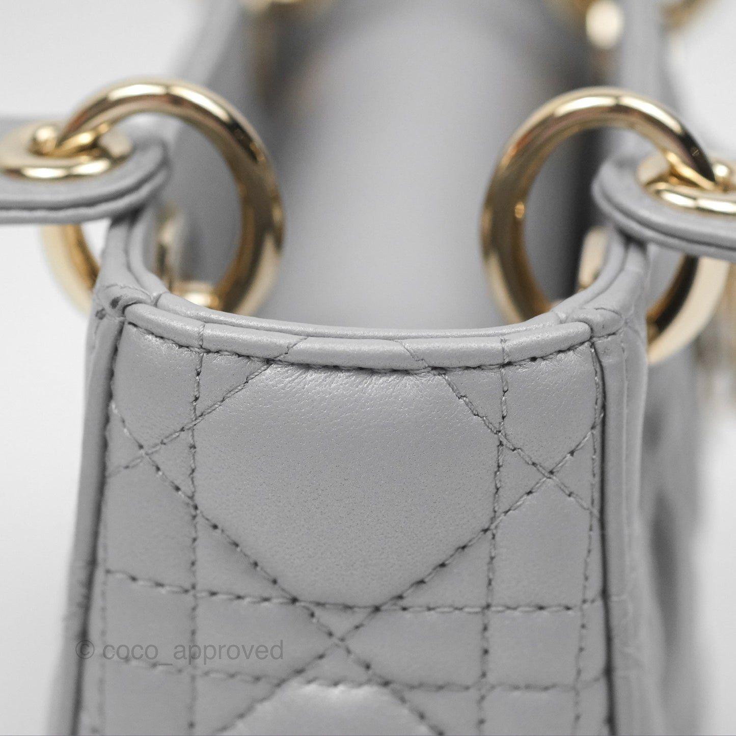 Christian Dior Cannage Mini Lady Dior Grey Gold Hardware