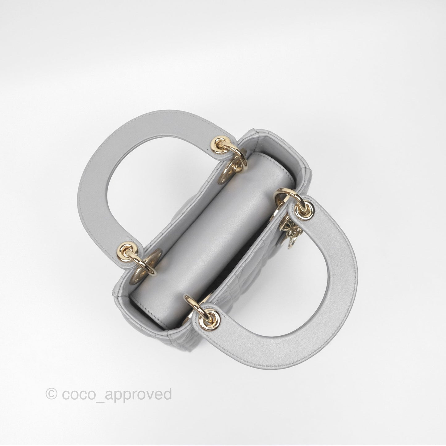 Christian Dior Cannage Mini Lady Dior Grey Gold Hardware