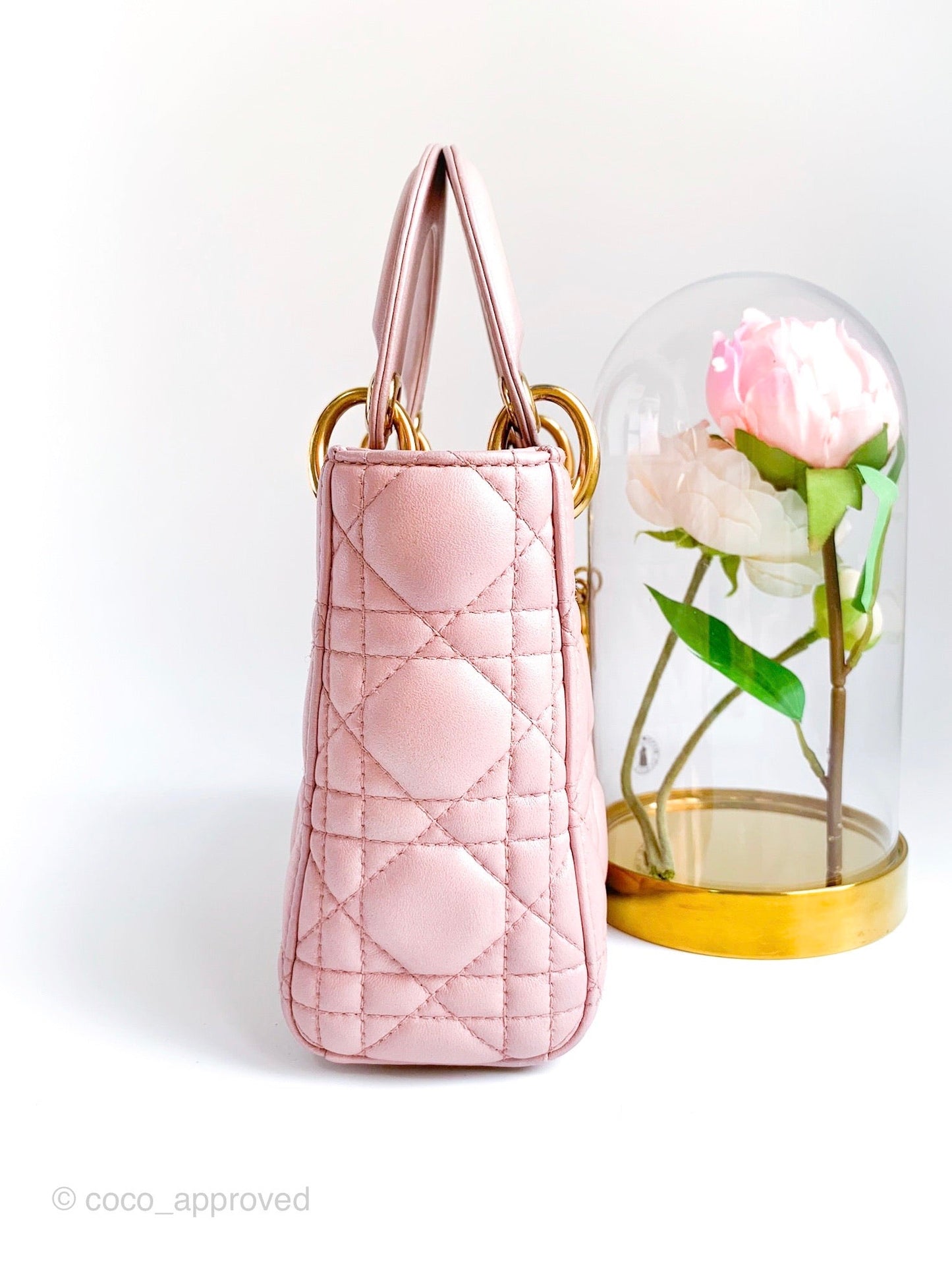 Christian Dior Calfskin Cannage Mini Lady Dior Pink