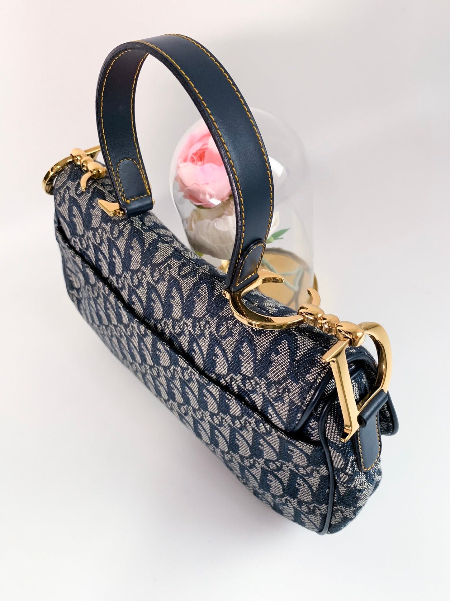 Christian Dior Vintage Oblique Saddle Bag Blue