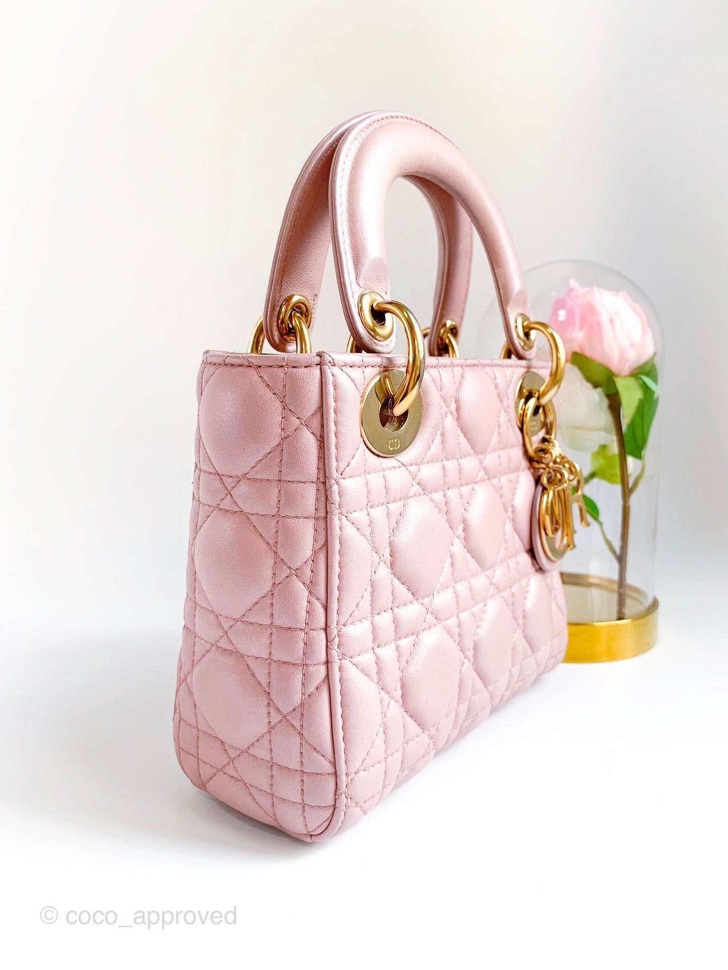 Christian Dior Calfskin Cannage Mini Lady Dior Pink