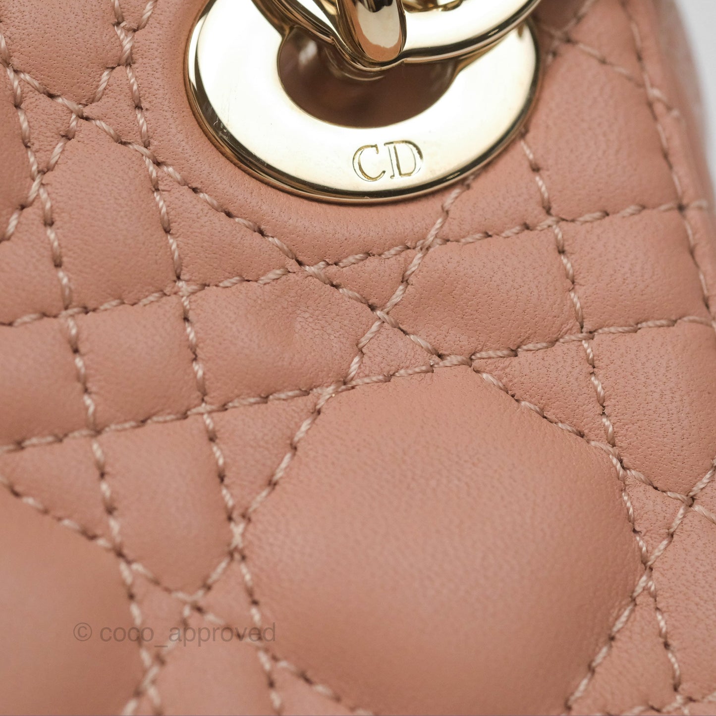 Christian Dior Micro Lady Dior Cannage Rose Des Vents Cannage Lambskin Gold Hardware