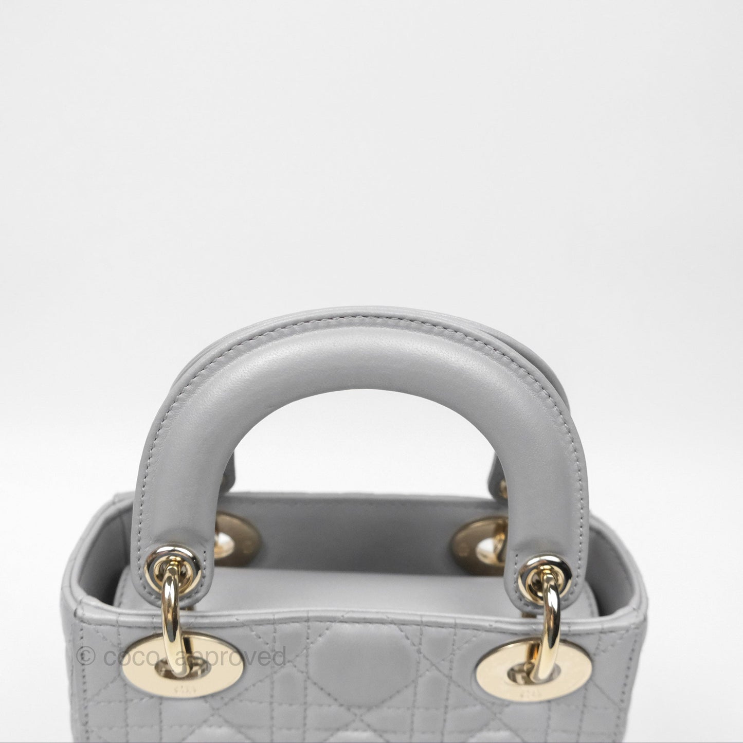 Christian Dior Cannage Mini Lady Dior Grey Gold Hardware