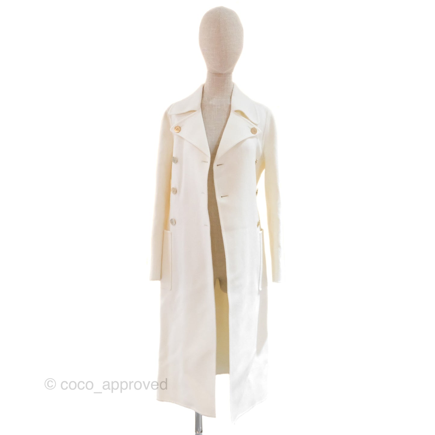 Christian Dior Mid-Length Belted Coat Ivory Size 34