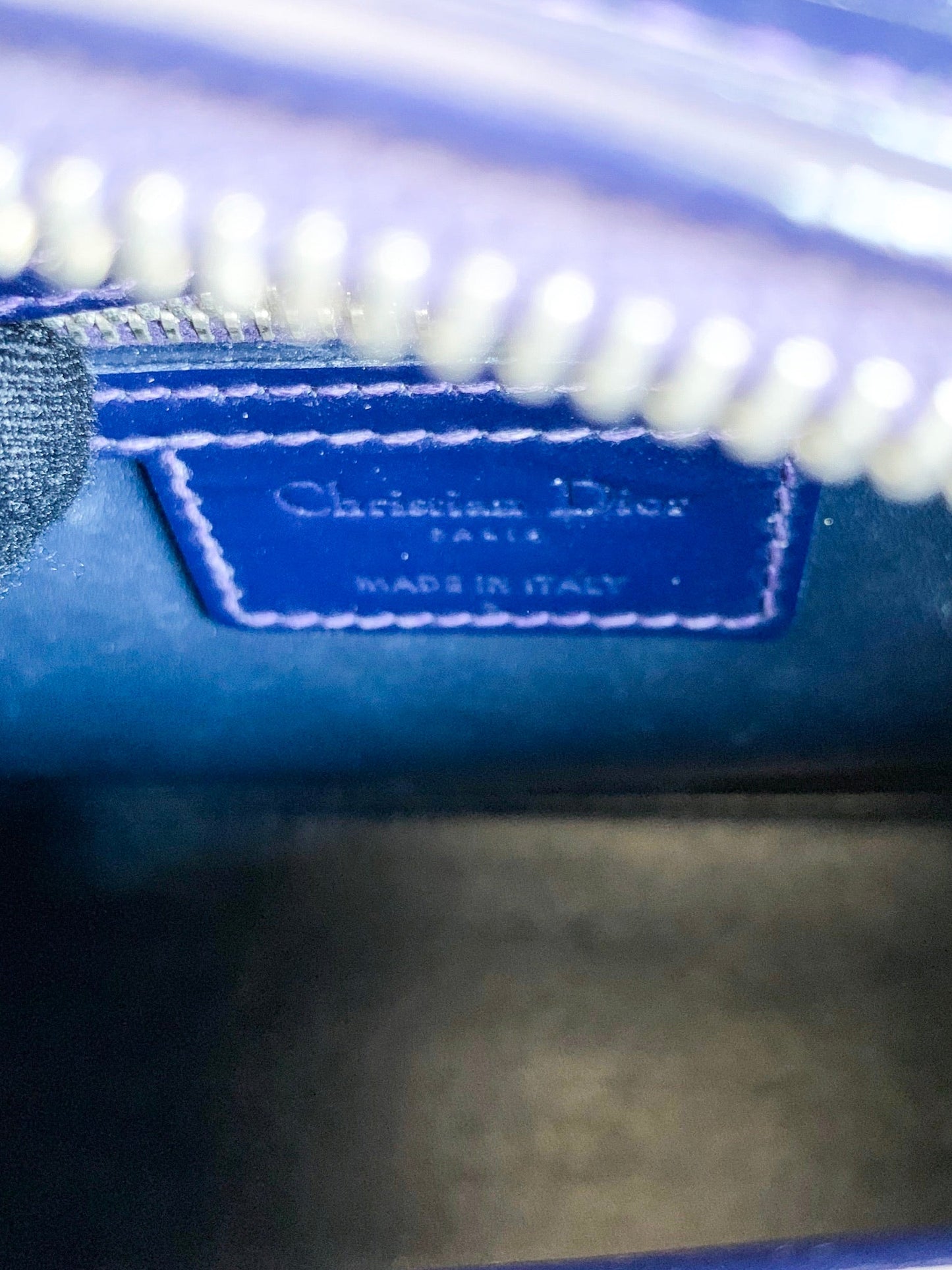 Christian Dior Patent Cannage Medium Lady Dior Navy Blue Silver Hardware
