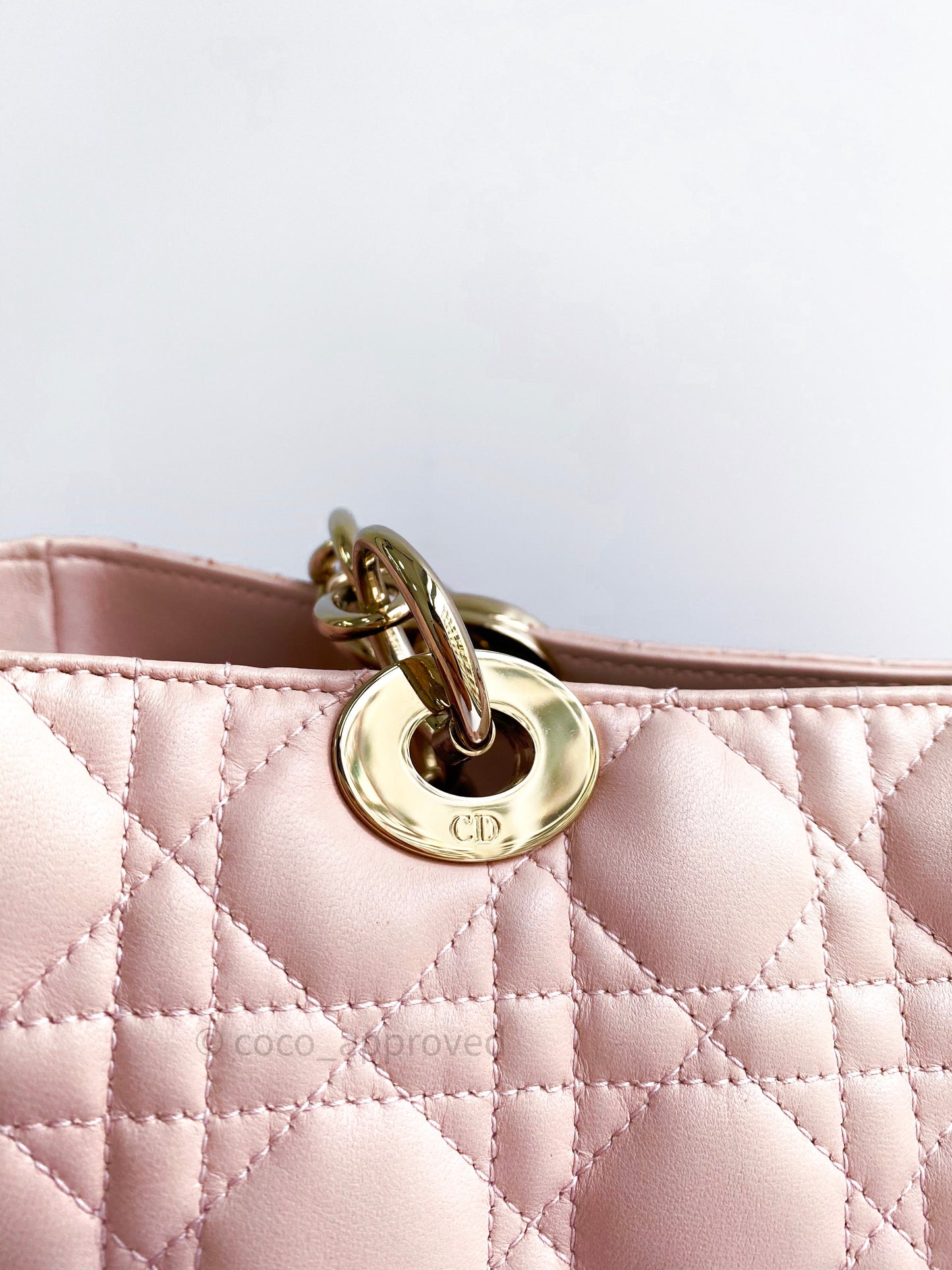 Christian Dior Lambskin Large Lady Dior Tote Bag Blush Pink