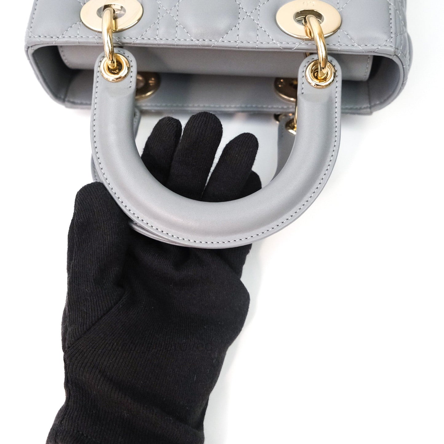 Christian Dior Lambskin My ABCDior Lady Dior Grey Gold Hardware