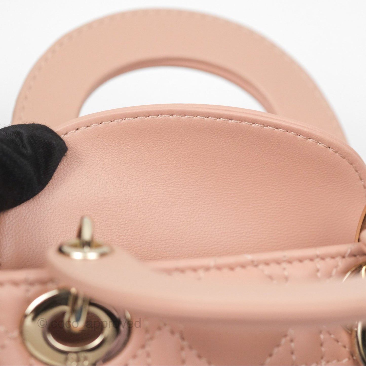 Christian Dior Micro Lady Dior Cannage Rose Des Vents Cannage Lambskin Gold Hardware