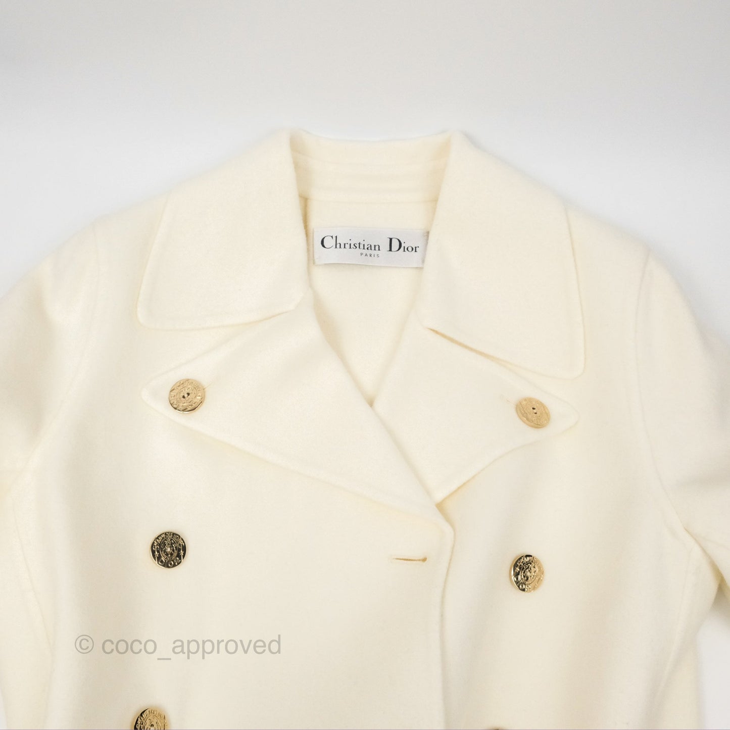 Christian Dior Mid-Length Belted Coat Ivory Size 34