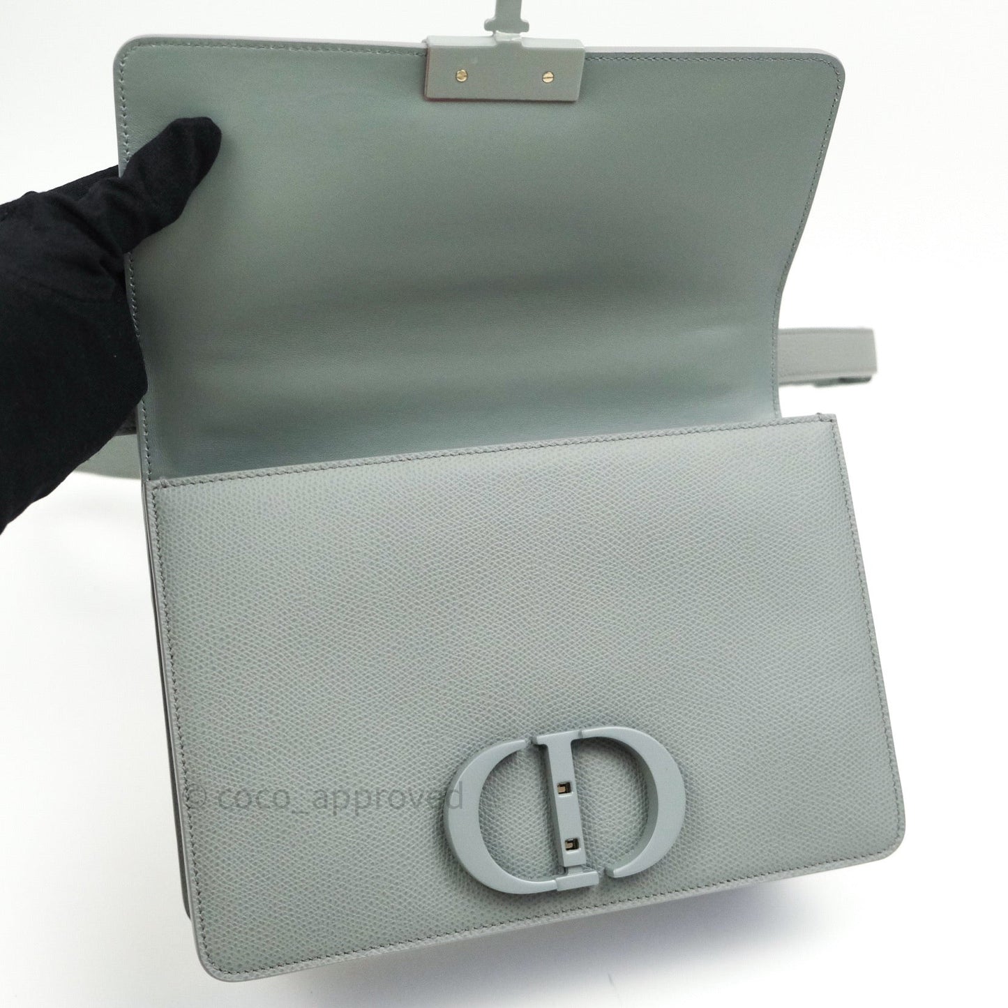 Christian Dior Grained Calfskin Montaigne Flap 30 Ultramatte Gray
