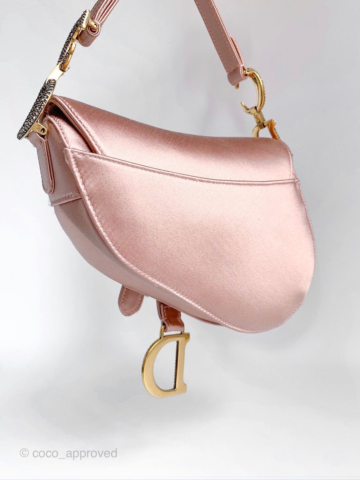 Dior Saddle Small Satin Pink Crystals